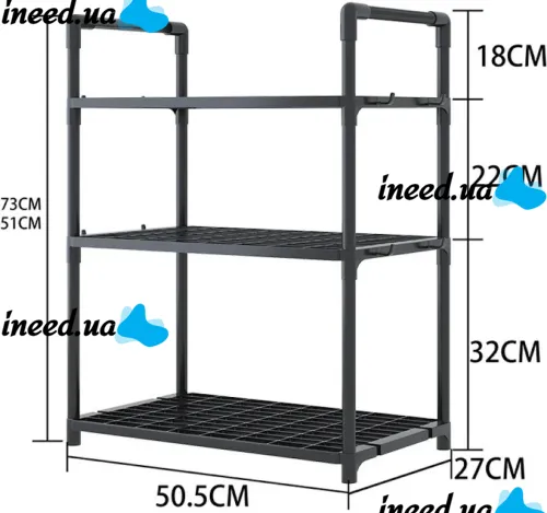 Кухонная полка органайзер Kitchen Storage Rack YX544-4 для хранения кухонных принадлежностей 3 яруса уровня, Стойка стеллаж с крючками для кухни