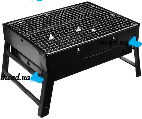 Складной BBQ гриль 43 см BBQ Grill Portable TL-372 раскладной переносной мангал на древесных углях и дровах, портативный барбекю чемодан с сеткой