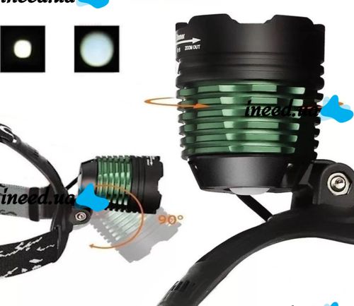 POLICE BL-2188B T6 50000W Headlamp with Zoom LED Waterproof Flashlight with Head Mount Battery Black