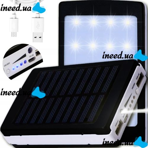 Портативное зарядное Power Bank Solar 50000 mAh c Led фонариком УМБ Metal Черный на солнечной батарее Павербанк, внешний аккумулятор, PowerBank 