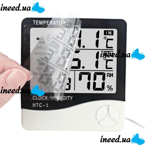 HTC-1 Electronic Room Thermometer LCD Alarm Clock, Calendar, Indoor Humidity Meter, Digital Hygrometer for Home