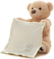 Soft Children's Toy Peekaboo Bear Teddy Bear 33 cm Musical Interactive Playing Hide-and-seek Talking Bear from 6 months Old Peekaboo Beige 