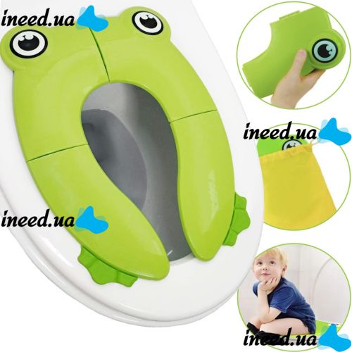 Child's Folding Potty Seat Toad travel folding plastic toilet seat potty training pad with cover Frog Green 35X30 cm