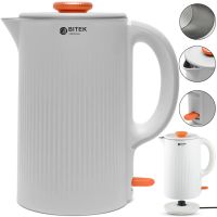 Bitek BT-7848W 2 liter 1500W tabletop kitchen electric kettle Bitek BT7848W electric disc kettle with auto shut-off and 360° swivel White