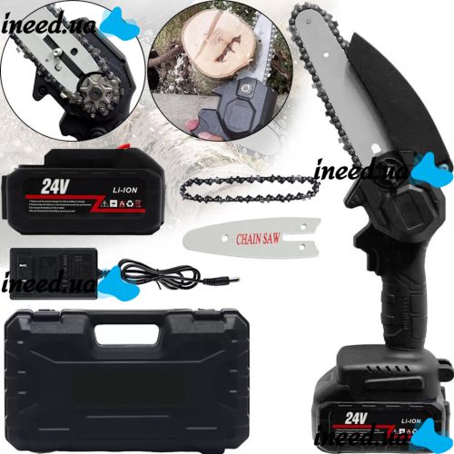 Rechargeable Mini Chain Saw Supretto Mini Electric Chain Saw 24V 550W for pruning trees and sawing firewood, mini saw, electric saw on battery