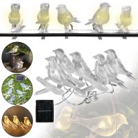 Садовая гирлянда Garden Line SOL6063 3.2 м 5 LED фонариков на прищепках, светильники Птички Solar Bird 3D на солнечной батарее для сада Теплый белый