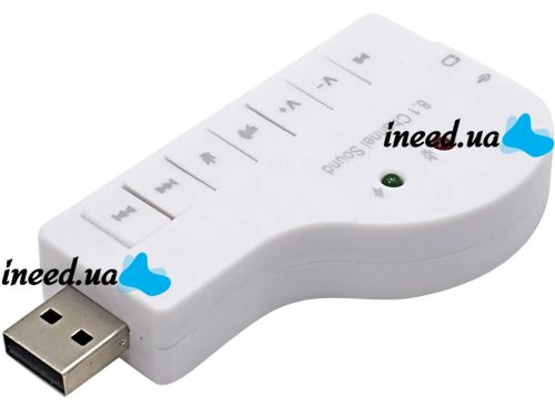 Зовнішня звукова карта USB 8.1 Piano зовнішній звуковий адаптер для ноутбука і ПК комп'ютера, Аудіокарта юсб з кнопками управління 8.3х4.3 см