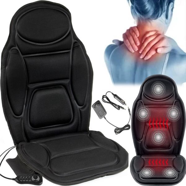 Массажная накидка с подогревом Massage Cushion JB-616C для сидения в автомобиле, Чехол с массажером для кресла LY-55 от сети и прикуривателя 12/220V