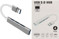 Концентратор USB 3.0 HUB Silver на 4 порта, мультифункциональный переходник разветвитель для ноутбука и ПК, юсб хаб Серый