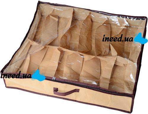  Shoes Under Shoe Storage Organizer for 12 Pairs Shoe Drawer Shoesander Case with Compartments in the Closet for Protection from Dust and dirt Brown