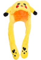 Светящаяся Зверошапка Bambi, Pikachu ZB-15 с длинными двигающимися ушками и светодиодной LED подсветкой, детский карнавальный головной убор игрушка ZB-16