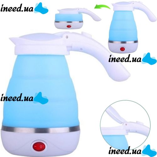 Electric Kettle Folding with Auto-off Electric Kettle 0.5 L, Travel Silicone Electric Kettle, Portable Electric Mini Kettle Blue