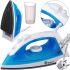 Domotec MS-2208 Electric Steam Iron with 1200W Water Tank Teflon Sole with Steam and Dry Ironing Mode for Clothes MS2208 Blue