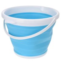 Складное силиконовое ведро на 5 литров Collapsible Bucket Emmer CB-5, туристическое универсальное круглое ведро Supretto с ручкой 5л
