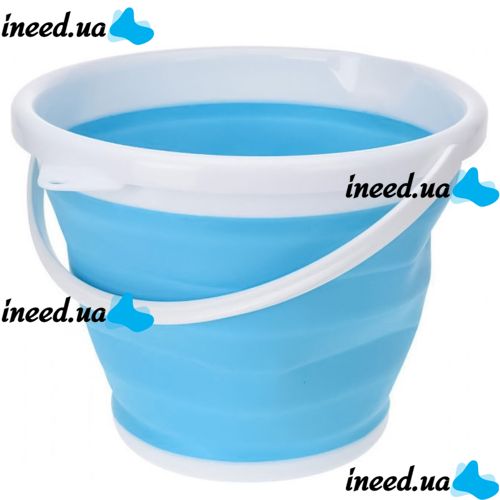 Складное силиконовое ведро на 5 литров Collapsible Bucket Emmer CB-5, туристическое универсальное круглое ведро Supretto с ручкой 5л