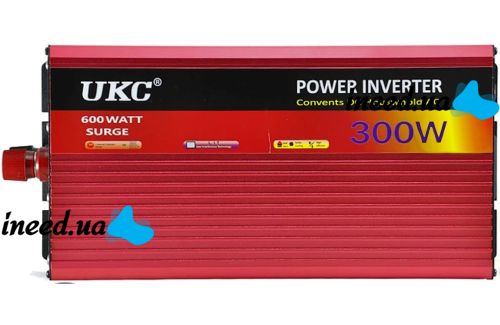 Автомобильный инвертор напряжения UKC SSK-300 12V-220V 300W с функцией плавного пуска, авто преобразователь напряжения тока 12В 220В 300Вт UN-3051