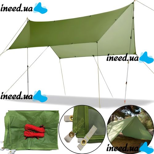 Travel Waterproof Awning MHZ NF-00008365 Green 3x3 m from rain and sun, Camping Tent with Silicone coating in a Green cover