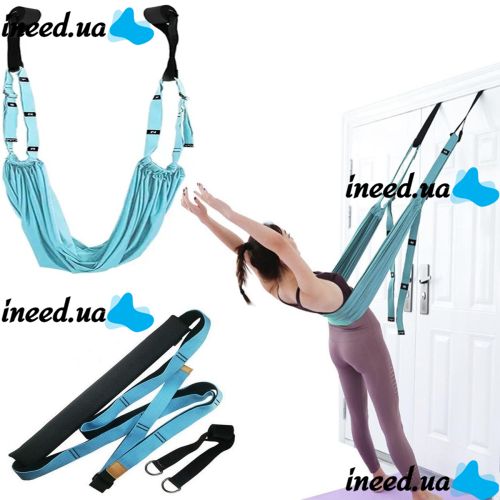 Подвесной гамак для йоги и фитнеса Air Yoga rope Синий, Резинки для аэройоги, пилатеса и тренировки мышц с креплением в дверной проём