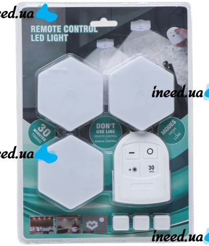 Светодиодный сенсорный светильник соты Voltronic YT-311 15W LED набор настенных ламп светильников 3 шт на батарейках с пультом Voltronic