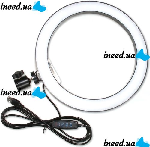Кольцевая лампа со штативом LED Ring Light QX-206 26 см светодиодное селфи кольцо с подставкой и держателем для настольной сьемки 3 режима свечения