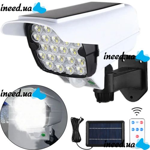 Уличный светодиодный фонарь муляж в виде камеры Solar Light JLP-2177 с датчиком движения на солнечной батарее Мини камера обманка лампа с пультом ДУ