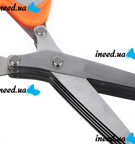 Кухонные ножницы для зелени Salad Scissors H-169 пятислойный измельчитель для нарезки и шинковки салата 5 мультилезвий с щеточкой для чистки 22 см