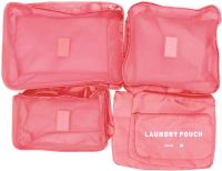 Набір дорожніх сумок органайзерів Secret Pouch 6 штук рожеві, чохли мішки для зберігання одягу у валізі, водонепроникні для подорожей laundry