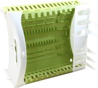 Сушилка органайзер для посуды Compact Dish Rack складная настольная сушка для вилок и ложек, пластиковая сушилка-органайзер на кухню Зеленая с белым