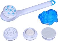 Spin Spa 5-in-1 massage brush for washing and cleansing the face and body, electric massager for shower, bathtub, massager brush with replaceable nozzles White