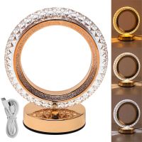 Настольная лампа-ночник Circle Table Light PC-8217 сенсорный ночник круг, светодиодная лампа светильник с кристаллами на акриловой подставке 3 режима
