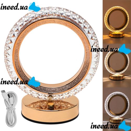Настольная лампа-ночник Circle Table Light PC-8217 сенсорный ночник круг, светодиодная лампа светильник с кристаллами на акриловой подставке 3 режима