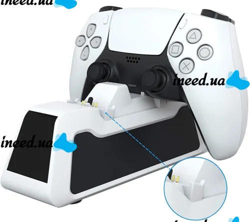 Двойная зарядная док станция Honcam A3705 для зарядки 2 джойстиков DualSense PlayStation PS5, Зарядное устройство для зарядки геймпадов с подсветкой