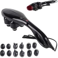 Электрический ручной массажер Quad Action Percussion Massager TK-88-2 для всего тела 28 Вт, 12 в 1, Вибрационный мышечный мультимассажер для спины