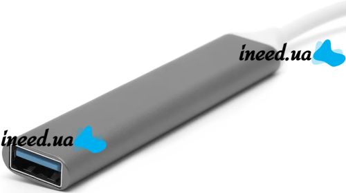 Концентратор USB 3.0 HUB Silver на 4 порта, мультифункциональный переходник разветвитель для ноутбука и ПК, юсб хаб Серый