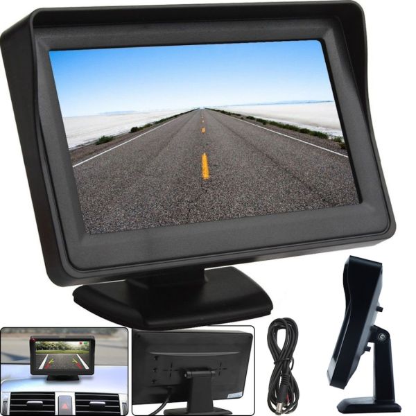 Car Monitor TFT LCD Screen 4.3” LCD 4.3' Display for Rear View Camera in Car, Car Monitor on Leg Display 320x240 in Car Black