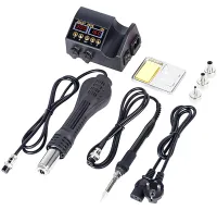 Термовоздушная паяльная станция JCD 8898 2в1 паяльник 80W и термофен 750W с регулировкой температуры и дисплеем для пайки SMD и ремонта электроники