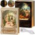 Нічник у формі різдвяної книги XMAS WDL 24023b Новорічний музичний світильник книжка з ефектом хуртовини і LED підсвічуванням на батарейках USB