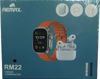 Комплект Aemax 3 в 1 наручные Смарт часы Smart Watch RM22 вакуумные Bluetooth наушники AirPods Pro и беспроводной power bank MagSafe для телефона