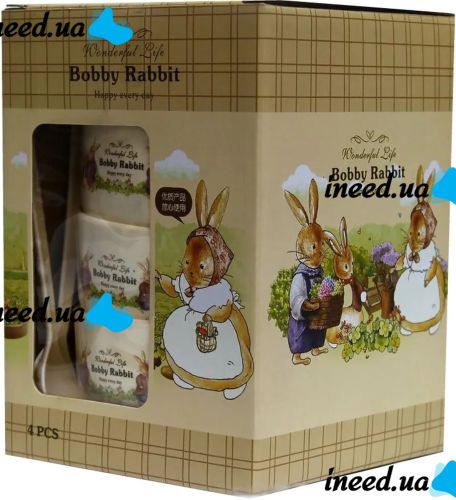 Набор детских тарелок с ложечками Bobby Rabbit 12.4х5.7 см пластиковый комплект посуды 8 предметов 4 глубокие тарелки 4 ложки для детей Бобби кролик