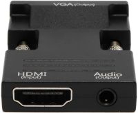 Конвертер HDMI-VGA OUT Black адаптер для преобразования сигнала 1080P с аудио выходом, переходник с HDMI на VGA кабель 3.5 мм jack Черный