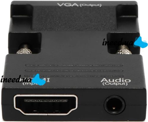Конвертер HDMI-VGA OUT Black адаптер для преобразования сигнала 1080P с аудио выходом, переходник с HDMI на VGA кабель 3.5 мм jack Черный