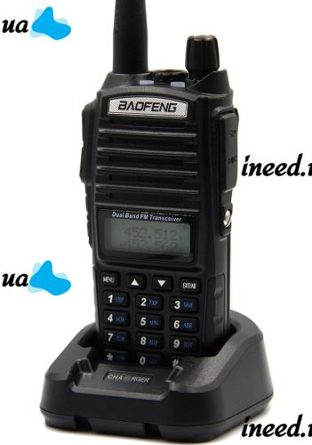 Двухдиапазонная рация Baofeng UV82 5W на 128 каналов до 7 км портативная цифровая радиостанция с гарнитурой и двойной кнопкой 2800 мАч UV-82 Черная