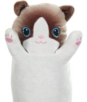 Мягкая плюшевая игрушка-подушка Кот Батон 130 см White детская подушка обнимашка котик, игрушечный длинный антистресс кот-батон от 3-х лет Белый