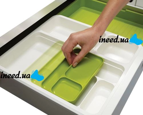 Универсальный раздвижной органайзер Expandable Drawer Organizer 34Х36.5Х5.5 см для кухонных столовых приборов, ложек и вилок в выдвижной ящик