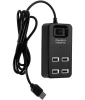 Розгалужувач Hi-Speed Hub 4 Port USB 2.0 P-1601 хаб концентратор із вимикачем на 4 юсб порти до 480 Мбіт/с для комп'ютера і ноутбука Чорний