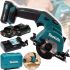 Акумуляторна дискова пила Makita HS301DWYE 10.8 V 1.5 Ah ручна циркулярна пила 85 мм 25.5 мм на два акумулятора для чистого розпилу в кейсі
