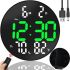Electronic LED Wall Clock DS-3813L 26cm with Alarm Clock and Calendar, Digital Round Clock Green with White on Wall by USB Black