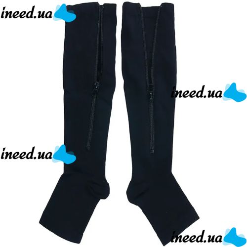 Компрессионные гольфы от варикоза Zip Sox, облегающие лечебные чулки, носки для фиксации лодыжек Зип Сокс со змейкой, Черные S/M, L/XL