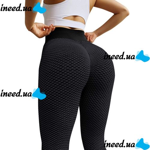 Женские спортивные леггинсы Staples Scrunch Bum Черные с завышенной высокой талией и эффектом пуш-ап утягивающие бесшовные лосины для фитнеса push up