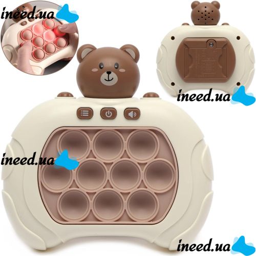 Детская игрушка головоломка Pop It Baby Bear интерактивная электронная приставка антистресс поп ит для снятия стресса на батарейках от 3-х лет
